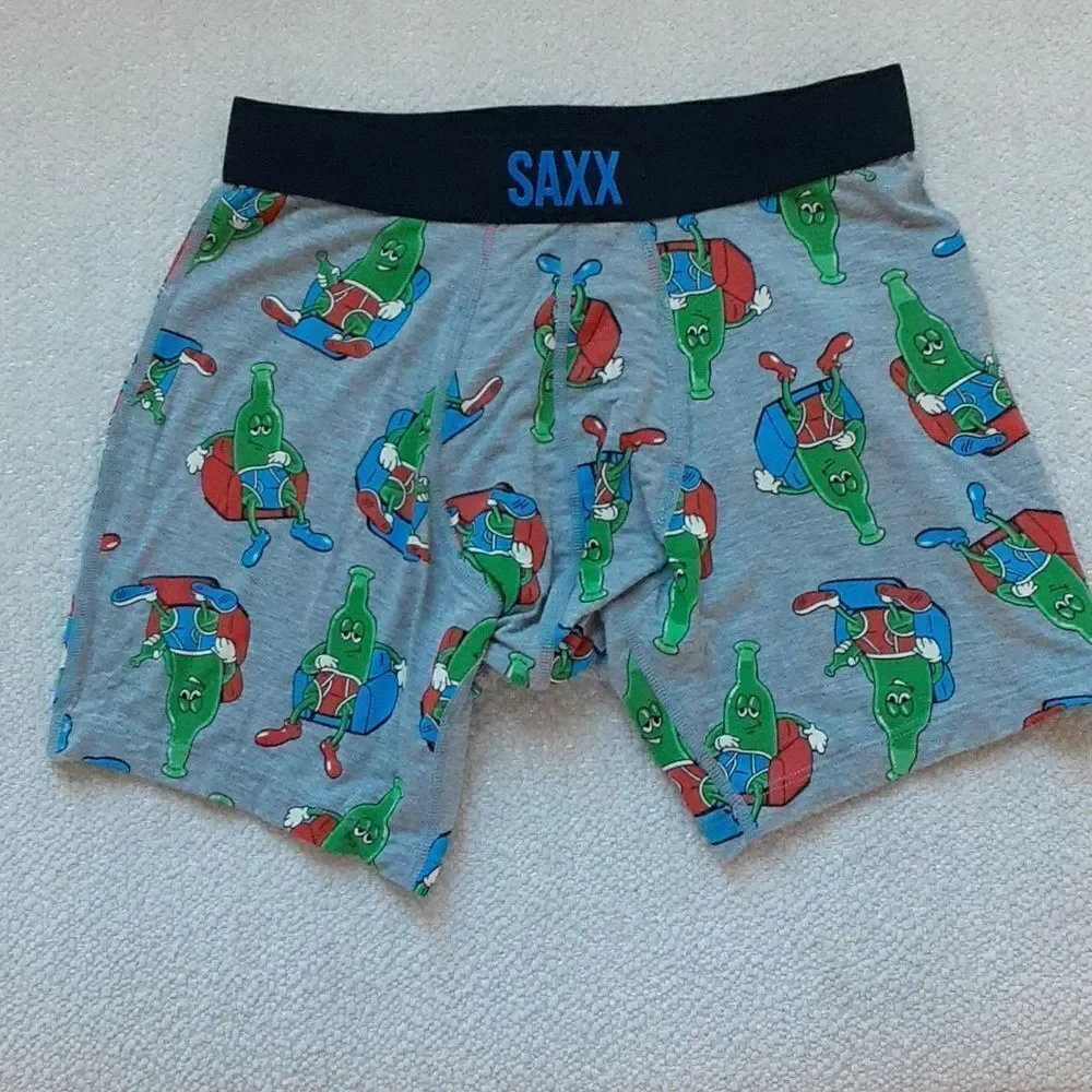SAXX-Vibe Ballpark Pouch VIBE Boxer Brief. pants Drunk, Grey/Green, Size XS,NWOT